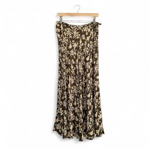 Karen Kane Botanical Print Maxi Skirt in Black and Cream